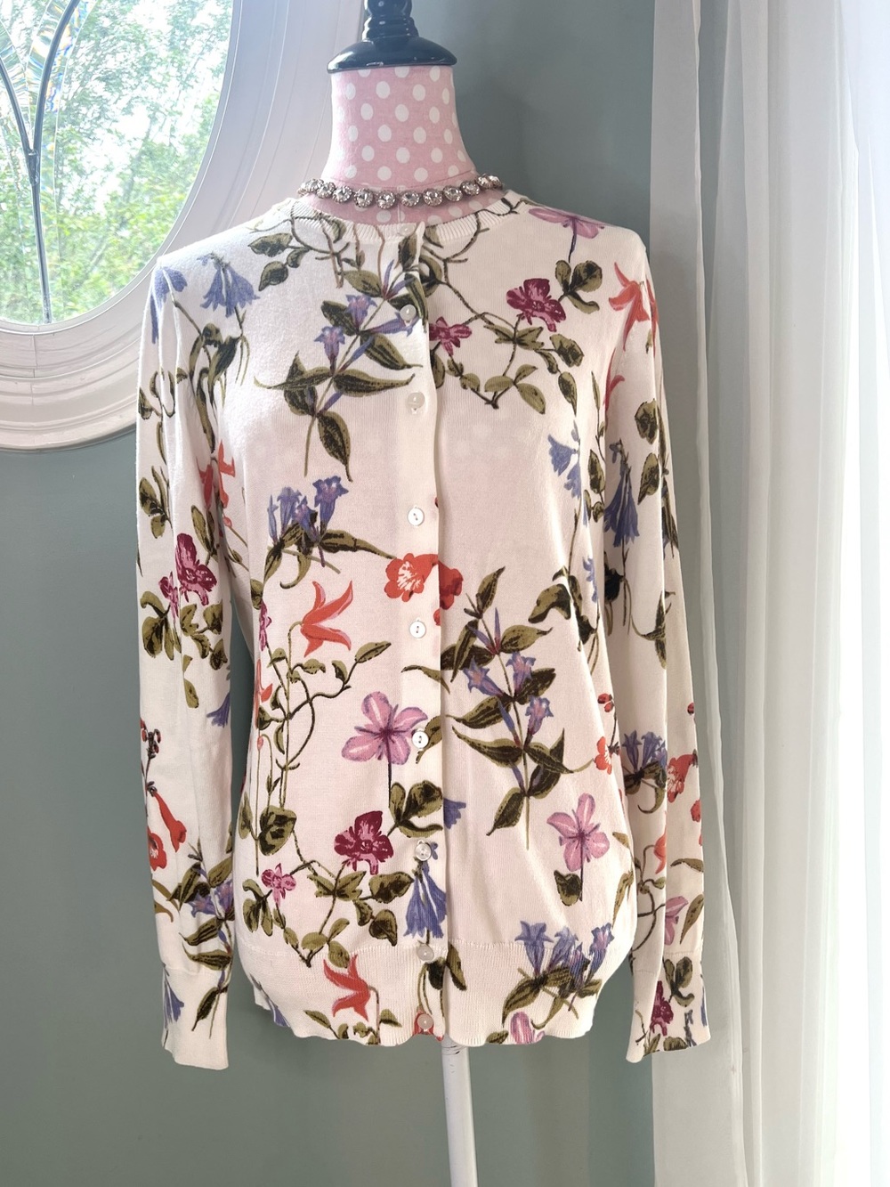 Lands End Floral Cardigan Size S